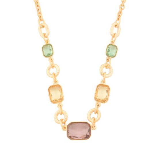 BEN AMUN Gold Made In Usa 24kt Gold Plated Theos Multi Gem Necklace